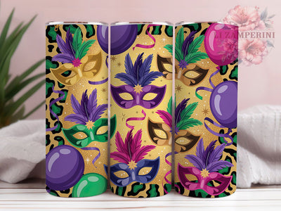 Mardi Gras Western Mask Tumbler, Carnival Cowboy Wrap, Festive Party Cup, 20oz Sublimation Wrap, New Orleans Celebration Tumbler, Colorful Mask Design Cup, Mardi Gras Western Theme Wrap Sublimation Li Zamperini 