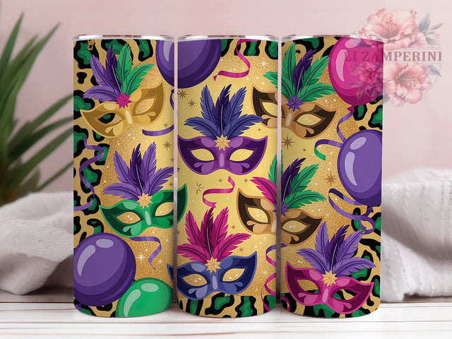 Mardi Gras Western Mask Tumbler, Carnival Cowboy Wrap, Festive Party Cup, 20oz Sublimation Wrap, New Orleans Celebration Tumbler, Colorful Mask Design Cup, Mardi Gras Western Theme Wrap Sublimation Li Zamperini 