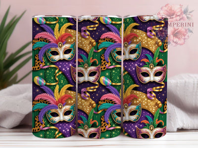 Mardi Gras Western Mask Tumbler, Carnival Cowboy Wrap, Festive Party Cup, 20oz Sublimation Wrap, New Orleans Celebration Tumbler, Colorful Mask Design Cup, Mardi Gras Western Theme Wrap Sublimation Li Zamperini 