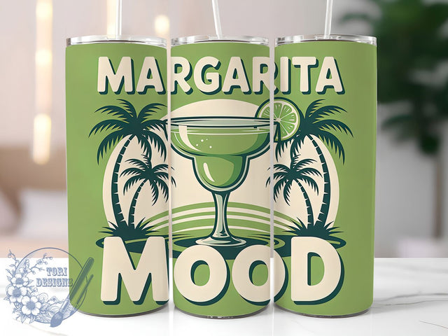 Margarita Mood Retro 20oz Tumbler, Salty Summer Phrase, Margarita Mood Quote, Retro Tropical Poster, Bold Graphic Beach Style, Sublimation Tumbler Wrap, 20oz Tumbler Sublimation ToriDesigns 