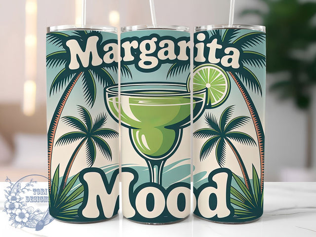Margarita Mood Retro 20oz Tumbler, Salty Summer Phrase, Margarita Mood Quote, Retro Tropical Poster, Bold Graphic Beach Style, Sublimation Tumbler Wrap, 20oz Tumbler Sublimation ToriDesigns 