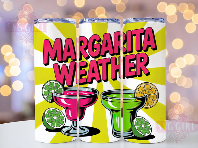 Margarita Weather 20oz Tumbler Wrap, Striped Summer Design, Vibrant Playful Scene, Tropical Sublimation Theme, Summer Vacation Wrap, 20oz Tumbler Design, PNG Tumbler Wrap Sublimation SvggirlplusArt 