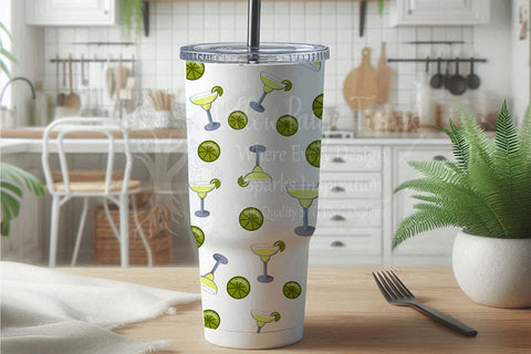 Margaritas and Limes Seamless pattern | scrapbooking, sublimation, etc | Tumbler Summer party | Party printable | Fun summer print Sublimation Willow Paige Farms 