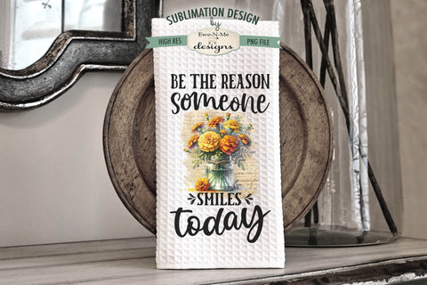 Marigolds In Jars Sublimation Kitchen Dish Towel PNG Designs Sublimation Ewe-N-Me Designs 