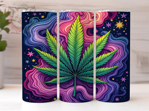 Marijuana Leaf Tumbler, Cannabis Drinkware, 20oz Sublimation Wrap, Stoner Gift, Greenery Design, Weed Lover Tumbler, Herb Decor Sublimation Lara' s Designs 