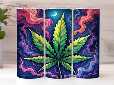 Marijuana Leaf Tumbler, Cannabis Drinkware, 20oz Sublimation Wrap, Stoner Gift, Greenery Design, Weed Lover Tumbler, Herb Decor Sublimation Lara' s Designs 