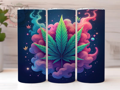 Marijuana Leaf Tumbler, Cannabis Drinkware, 20oz Sublimation Wrap, Stoner Gift, Greenery Design, Weed Lover Tumbler, Herb Decor Sublimation Lara' s Designs 
