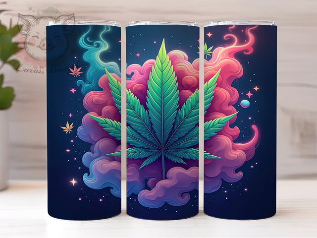 Marijuana Leaf Tumbler, Cannabis Drinkware, 20oz Sublimation Wrap, Stoner Gift, Greenery Design, Weed Lover Tumbler, Herb Decor Sublimation Lara' s Designs 