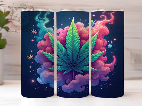 Marijuana Leaf Tumbler, Cannabis Drinkware, 20oz Sublimation Wrap, Stoner Gift, Greenery Design, Weed Lover Tumbler, Herb Decor Sublimation Lara' s Designs 