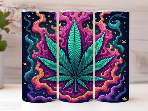 Marijuana Leaf Tumbler, Cannabis Drinkware, 20oz Sublimation Wrap, Stoner Gift, Greenery Design, Weed Lover Tumbler, Herb Decor Sublimation Lara' s Designs 