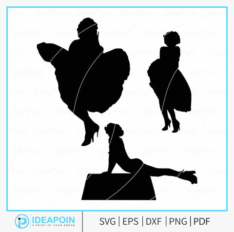 Marilyn Monroe Silhouette, Marilyn Monroe Svg Bundle, Marilyn Monroe Clipart, Instant Download American Girl, Marilyn Monroe Vector, Marilyn SVG Dinvect 
