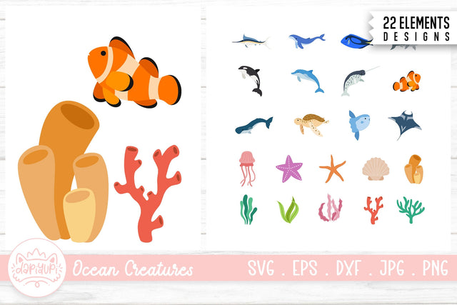 Marine Animals Illustration Bundle SVG dapiyupi store 