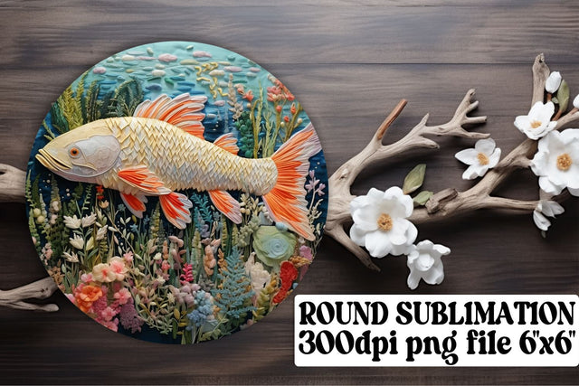 Marine Life 3D Embroidered Fish Design for Circular Keychains Sublimation afrosvg 