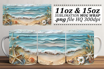 Marine Life Mug Wrap Sublimation 11oz 15oz Sublimation afrosvg 