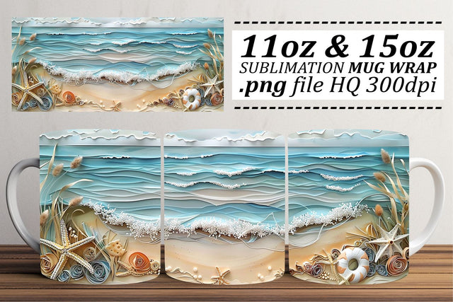 Marine Life Mug Wrap Sublimation 11oz 15oz Sublimation afrosvg 