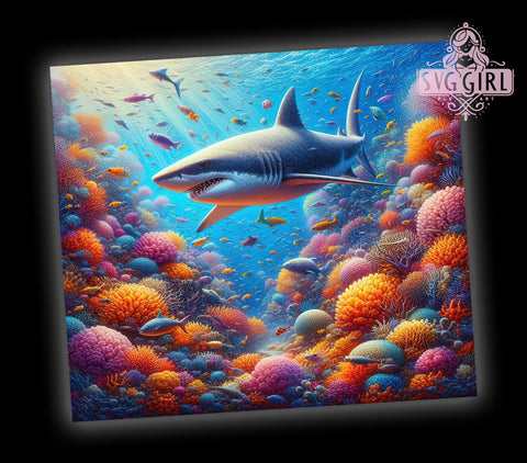 Marine Life Shark Tumbler Wrap, Shark, Ocean, Tumbler Wrap, Sublimation Design, Marine Life, Beach Decor, Ocean Lover Gift Sublimation SvggirlplusArt 