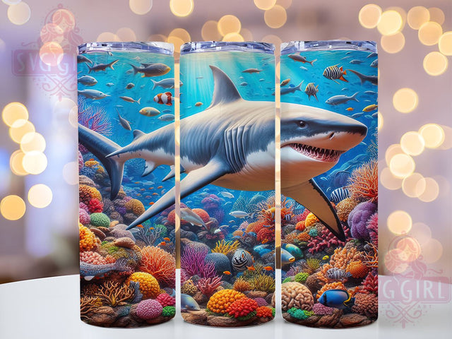 Marine Life Shark Tumbler Wrap, Shark, Ocean, Tumbler Wrap, Sublimation Design, Marine Life, Beach Decor, Ocean Lover Gift Sublimation SvggirlplusArt 