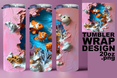 Marine Majesty 3D Tumbler Wrap - Sublimation Sublimation afrosvg 
