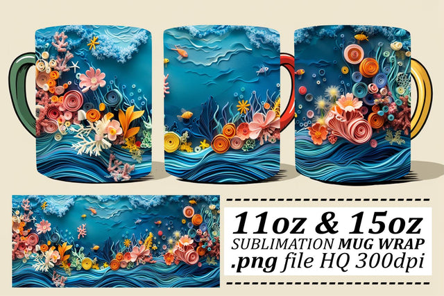Marine Marvels Mug Wrap Sublimation 11oz 15oz Sublimation afrosvg 