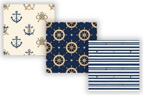 Maritime Digital Paper Pack, Classic Nautical Seamless Patterns, Ship Wheels, Rope Knots & Harbor Printable Crafts Digital Pattern FloridPrintables 