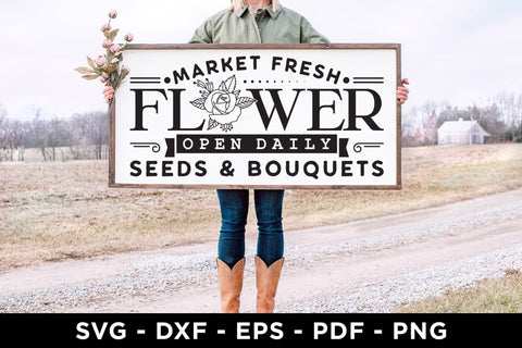 Market Fresh Flower - Farmhouse Sign SVG SVG CraftLabSVG 