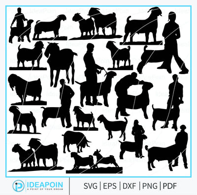 Market Goat Silhouette, Market Goat SVG, Show Goat SVG, Showmanship Judging, Boer Goat Clipart, Boer Goat Vector, Market Goat Png SVG Dinvect 