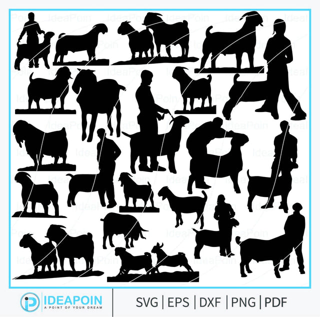 Market Goat Silhouette, Market Goat SVG, Show Goat SVG, Showmanship Judging, Boer Goat Clipart, Boer Goat Vector, Market Goat Png SVG Dinvect 