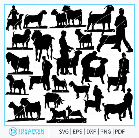 Market Goat Silhouette, Market Goat SVG, Show Goat SVG, Showmanship Judging, Boer Goat Clipart, Boer Goat Vector, Market Goat Png SVG Dinvect 