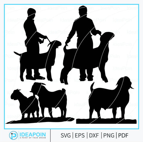 Market Goat Silhouette, Market Goat SVG, Show Goat SVG, Showmanship Judging, Boer Goat Clipart, Boer Goat Vector, Market Goat Png SVG Dinvect 