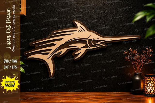 Marlin Fish Laser Cut SVG Design SVG Regulrcrative 