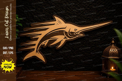 Marlin Fish Laser Cut SVG Design SVG Regulrcrative 