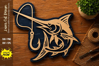 Marlin Fish SVG | Deep Sea Fishing Laser Cut File | Glowforge CNC DXF PNG EPS SVG Regulrcrative 