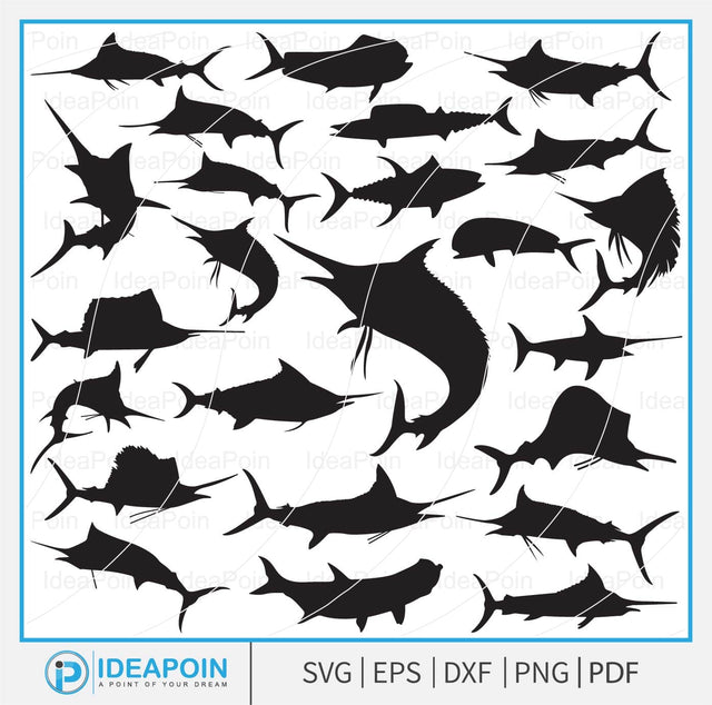 Marlin Fishing svg, Swordfish SVG, Marlin Fishing Svg, Marlin Silhouettes, Nautical Svg, Nautical Svg, Marlin Clipart, Marlin Vector SVG Dinvect 