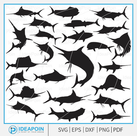 Marlin Fishing svg, Swordfish SVG, Marlin Fishing Svg, Marlin Silhouettes, Nautical Svg, Nautical Svg, Marlin Clipart, Marlin Vector SVG Dinvect 