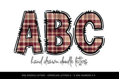 Maroon Plaid Alphabet PNG Letters A–Z 0–9 Sublimation BijouBay 