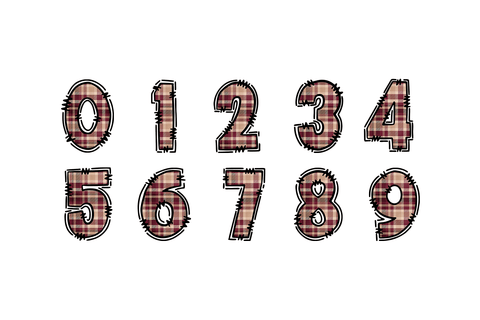 Maroon Plaid Alphabet PNG Letters A–Z 0–9 Sublimation BijouBay 