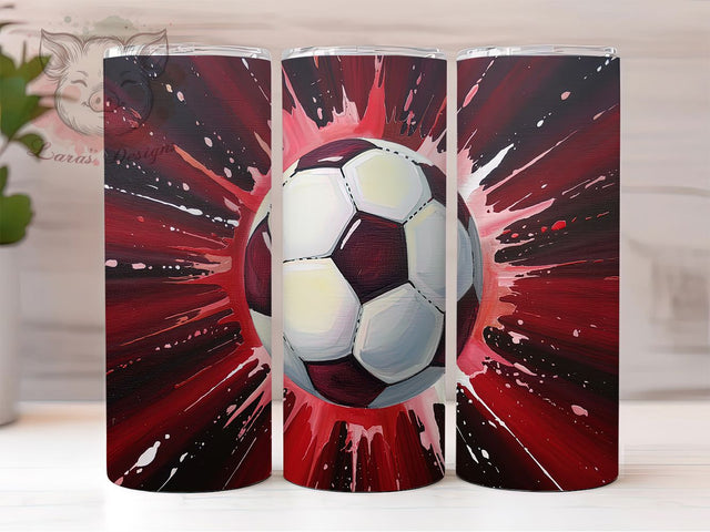 Maroon Silver Soccer 20oz Tumbler Wrap, Maroon Silver Tumbler, 20oz Sublimation Wrap, Sports Mom Gift, Soccer Ball Design, Team Spirit Drinkware, Athletic Tumbler Sublimation Lara' s Designs 