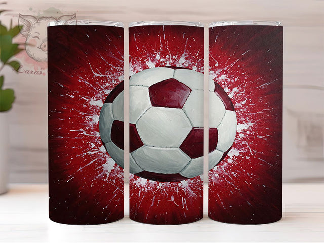 Maroon Silver Soccer 20oz Tumbler Wrap, Maroon Silver Tumbler, 20oz Sublimation Wrap, Sports Mom Gift, Soccer Ball Design, Team Spirit Drinkware, Athletic Tumbler Sublimation Lara' s Designs 