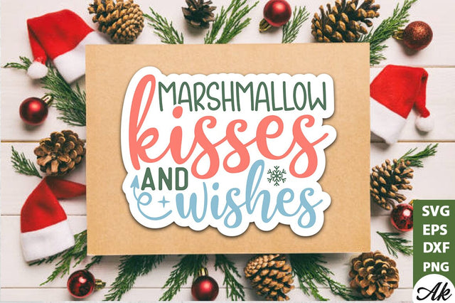 Marshmallow kisses and wishes Stickers Design SVG akazaddesign 