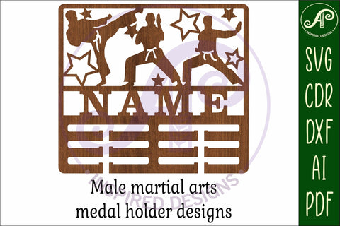 Martial arts male medal holder Name svg laser cut SVG APInspireddesigns 