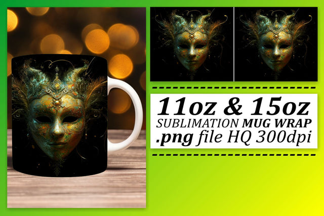 Masked Magic: Mardi Gras Holiday Mug - 11oz & 15oz Sublimation afrosvg 