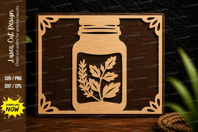 Mason Jar Floral Frame Laser Cut SVG File SVG Regulrcrative 