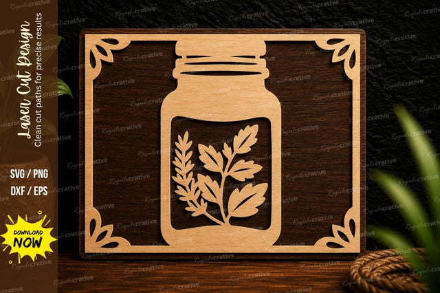 Mason Jar Floral Frame Laser Cut SVG File SVG Regulrcrative 