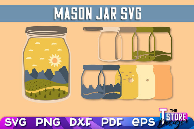 Mason Jar SVG | Kitchen Design | 3D Paper Mason Jar SVG The T Store Design 