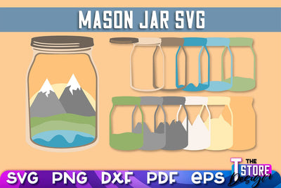 Mason Jar SVG | Kitchen Design | 3D Paper Mason Jar SVG The T Store Design 