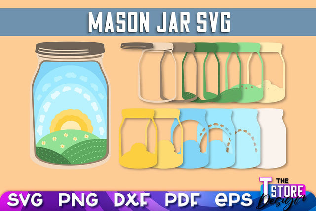Mason Jar SVG | Kitchen Design | 3D Paper Mason Jar SVG The T Store Design 