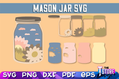 Mason Jar SVG | Kitchen Design | 3D Paper Mason Jar SVG The T Store Design 
