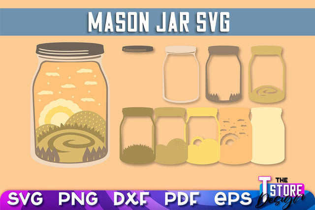 Mason Jar SVG | Kitchen Design | 3D Paper Mason Jar SVG The T Store Design 
