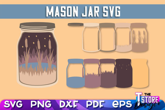 Mason Jar SVG | Kitchen Design | 3D Paper Mason Jar SVG The T Store Design 