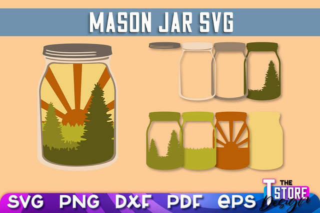 Mason Jar SVG | Kitchen Design | 3D Paper Mason Jar SVG The T Store Design 